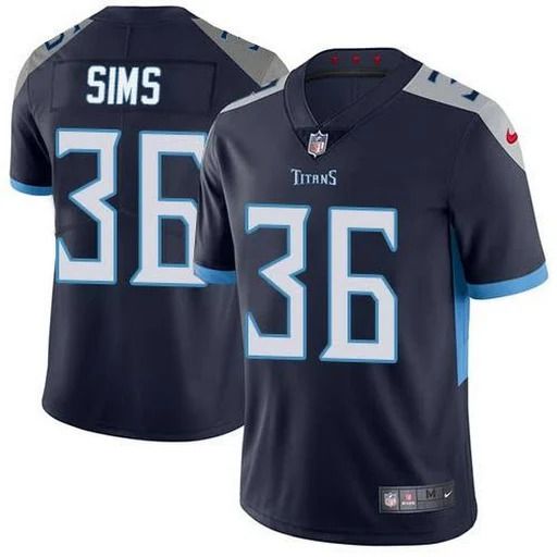 Men Tennessee Titans #36 LeShaun Sims Nike Navy Vapor Limited NFL Jersey